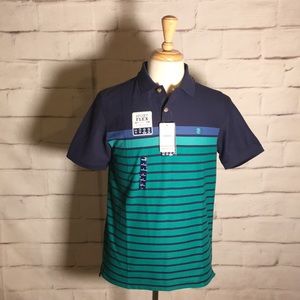 NEW IZOD Advanced Performance Sport Flex Striped Polo Shirt in Blue and Aqua